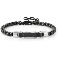 Nomination Strong teräsketjurannekoru yhdellä timantilla Stainless steel and Black 028321/030