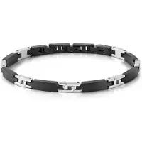 Nomination Strong teräsrannekoru Satin black 7 timantilla Black 028323/007