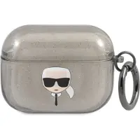 Karl Lagerfeld Karl Head Glitter - Kotelo Airpods Prolle (musta)