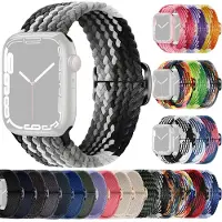 SKALO Punottu -ranneke Apple Watch Series 10 46mm - Harmaa-Musta