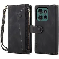 SKALO Motorola Edge 50 Neo 5G ESEBLE Big Wallet Lompakkokotelo - Musta