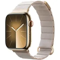 Crong Eclipse - Apple Watch 38/40/41mm magnetic leather strap (beige)