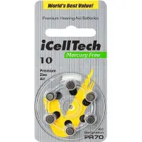ICellTech – 10 PR70 Zinc-air batteries for hearing aid devices, Mercury Free, 1.45V 6-Pack