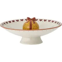 Bloomingville Jolly tarjoilukulho jalallinen Ø 24 cm Valkoinen-punainen