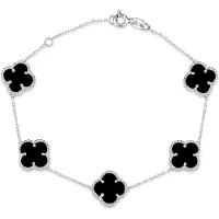 Lykken Symbols neliapila musta hopearannekoru 17+3cm