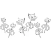 Lykken Casuals 3 paria solitaire hopeakorvakorusetti
