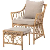 Bloomingville Belluce Lounge-tuoli jakkaralla, luonnonväri, polyrottinki