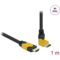 DeLOCK High Speed Angled HDMI 2.1 -kaapeli, 8K, jossa Ethernet, 1 m, musta/keltainen