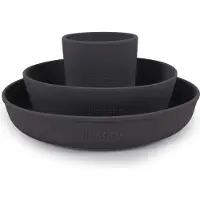 Filibabba Silikone Spisesæt - Stone Grey - Black - ONE SIZE
