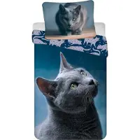 Cofi1453® lasten vuodevaatesetti Cat Dark 140×200 cm, 2-osainen