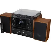Soundmaster MCD5600BR -stereomusiikkikeskus levysoittimella, tuplakasettidekillä, DAB+/FM-radiolla, CD-soittimella, Bluetoothilla ja USB-liitännällä,