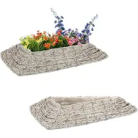 Relaxdays Sarja 2 puutarharuukkua 10x55x25cm, vaaleanruskea/valkoinen