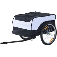 Aosom Polkupyörän peräkärry Homcom 140x77x65cm., musta/valkoinen