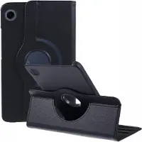 SKALO Samsung Tab A9 360 Litchi Suojakotelo - Musta