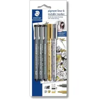 Staedtler Fineliner pigment 3+2 kappaletta