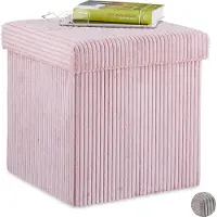 Relaxdays Taittuva istuin saranallisella kannella 38x38x38cm, pinkki