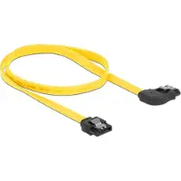 DeLOCK – SATA cable, 6Gb/s, locking clip, angled (right)-straight, 0.5m, yellow (82829)
