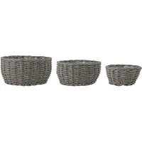 Bloomingville - Set of 3 - Fioria Flowerpot, Grey, Polyrattan (82056823)