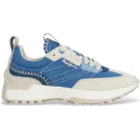 Pepe Jeans for woman. PLS60046 Lucky Denim blue leather trainers (39), Flat, Laces, Casual