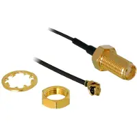 DeLOCK – Antenna Cable SMA jack bulkhead to MHF I plug 1.13 20 cm thread length 10 mm (88419)