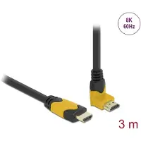 DeLOCK 2.1 HDMI -näyttökaapeli, suora -> 90° ylöspäin, 3m, musta