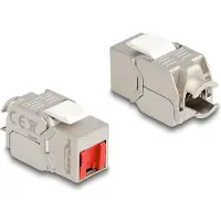 DeLOCK – Keystone Module RJ45 jack to LSA Cat.6A toolfree with red dust cover (87952)
