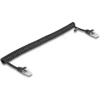 DeLOCK – RJ45 Coiled Cable male to male Cat.5e 1 m black (87992)