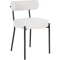 Ebuy24 Tiri - Dining Chair, White Bouclé With Black Legs - White - ONE SIZE