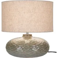 House Nordic Misa - Table Lamp, Green Ceramic With Lampshade - Green - 44X36X36CM