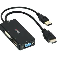 Lindy Sovitin - - HDMI-muunnin DP/DVI/VGA:han - Ultra HD 4K - Liitä ja käytä - Monikäyttöinen