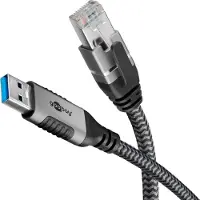 Goobay 70498, USB A, RJ-45, 2 m, musta, hopea