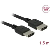 DeLOCK 85216, 1,5 m, HDMI-tyyppi A (vakio), HDMI-tyyppi A (vakio), 3D, 18 Gbit/s, Musta