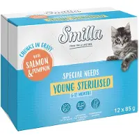 Smilla 24x85g Young Sterilised paloja kastikkeessa lohi & kurpitsa kissanruoka