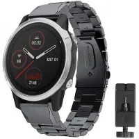 CaseOnline Rannekoru ruostumatonta terästä Garmin Fenix 7X - musta