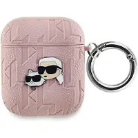 Karl Lagerfeld KLA2PGKCPP AirPods 1/2 cover różowy/pink Monogram Karl AND Choupette Head (KLA2PGKCPP)