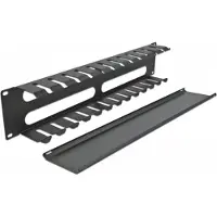 DeLOCK – 19″ Cable Management Routing Panel with 4 openings 2U black (66553)