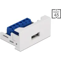 DeLOCK 81343, USB 2.0 Typ-A, Valkoinen, Naaras, Suora, ABS, 45 mm