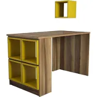 Skye Decor Desk Box - pähkinä, keltainen