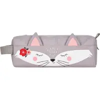 Herlitz Quattro Kitty, Pehmeä lyijykynäkotelo, Polyesteri, Harmaa, Vaaleanpunainen, Valkoinen, Kuva, Vetoketju, Lapsi (50043637)