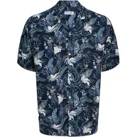 Jack & Jones Jjejeff Tropical Aop Resort Shirt Ss Sn - Navy - L
