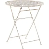 Beliani Bistropöytä valkoinen beige metallinen pyöreä pöytälevy Beliani