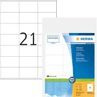 Herma 4415, Valkoinen, Itse kiinnittyvä tulostintarra, A4, Paperi, Laser/Inkjet, Kiinteä