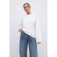Gina Tricot Loose Fit Long Sleeve Tee - White - S