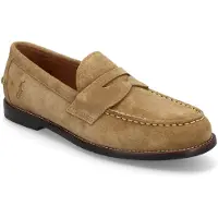 Ralph Lauren for man. 803961416002 Alston light brown suede penny loafers (47), Leather, Beige, Flat, None, Casual, Classic