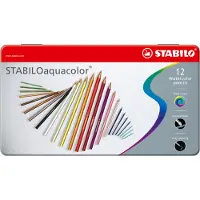 Stabilo aquacolor Vesiväritettävä värikynäsarja, 12 kynää metallirasiassa.