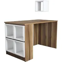 Skye Decor Peppi työpöytä 120x65xK75 cm + seinähyllyt 5 kpl, tummanruskea/valkoinen