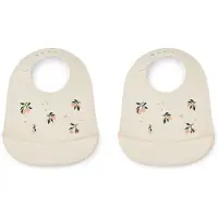 Liewood Tilda Ruokalappu + Printti Silikoni 2-pack, Peach/Sea Shell