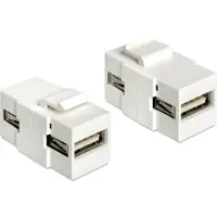 DeLOCK Keystone Module USB-A - USB-A 2.0 -sovitin, Valkoinen