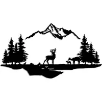 Wallxpert Riippuva koriste Deer And Landscape, 2 kpl