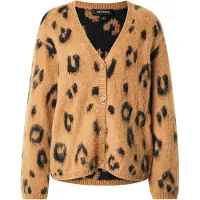 Monki Fluffy Knit Cardigan - Brown - XXS